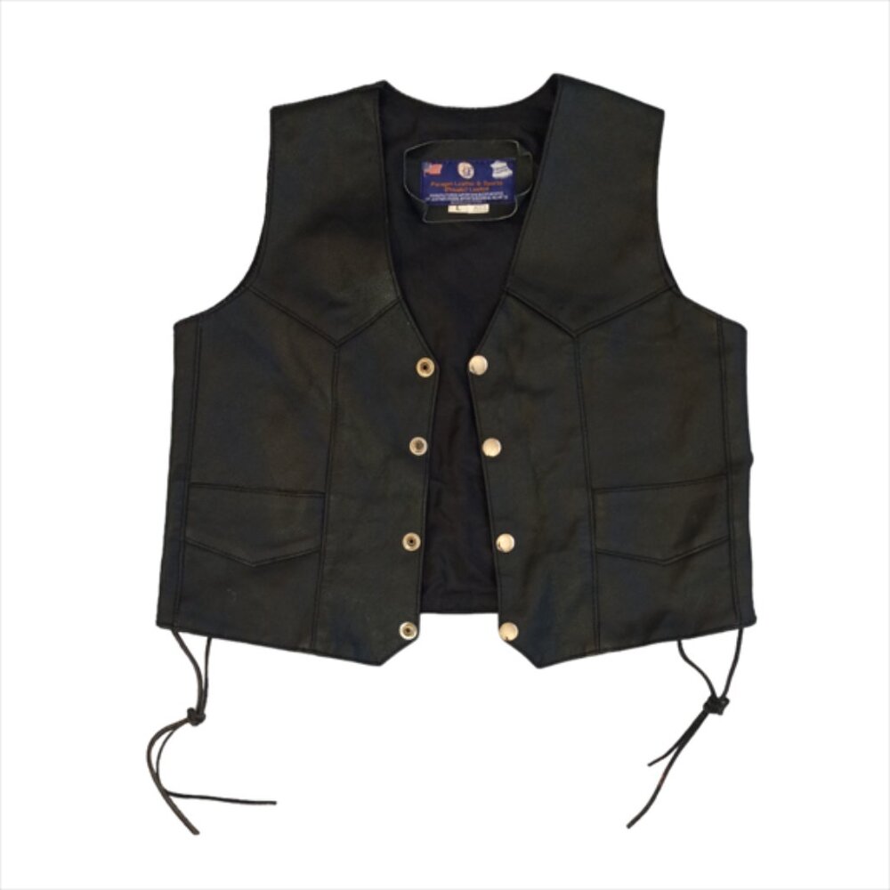 Paragon Leather & Sports Limited Women's Black Genuine Leather Vest Slze Large